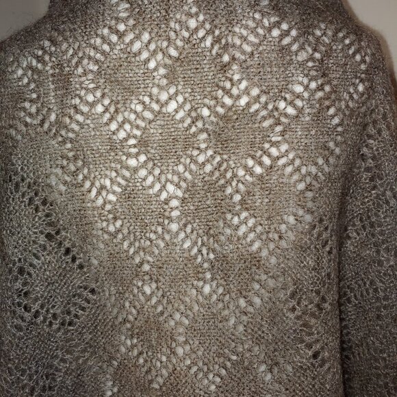 Orenburg Downy Handmade Lace Knit Fluff Shawl Light Brown OS - Picture 4 of 6